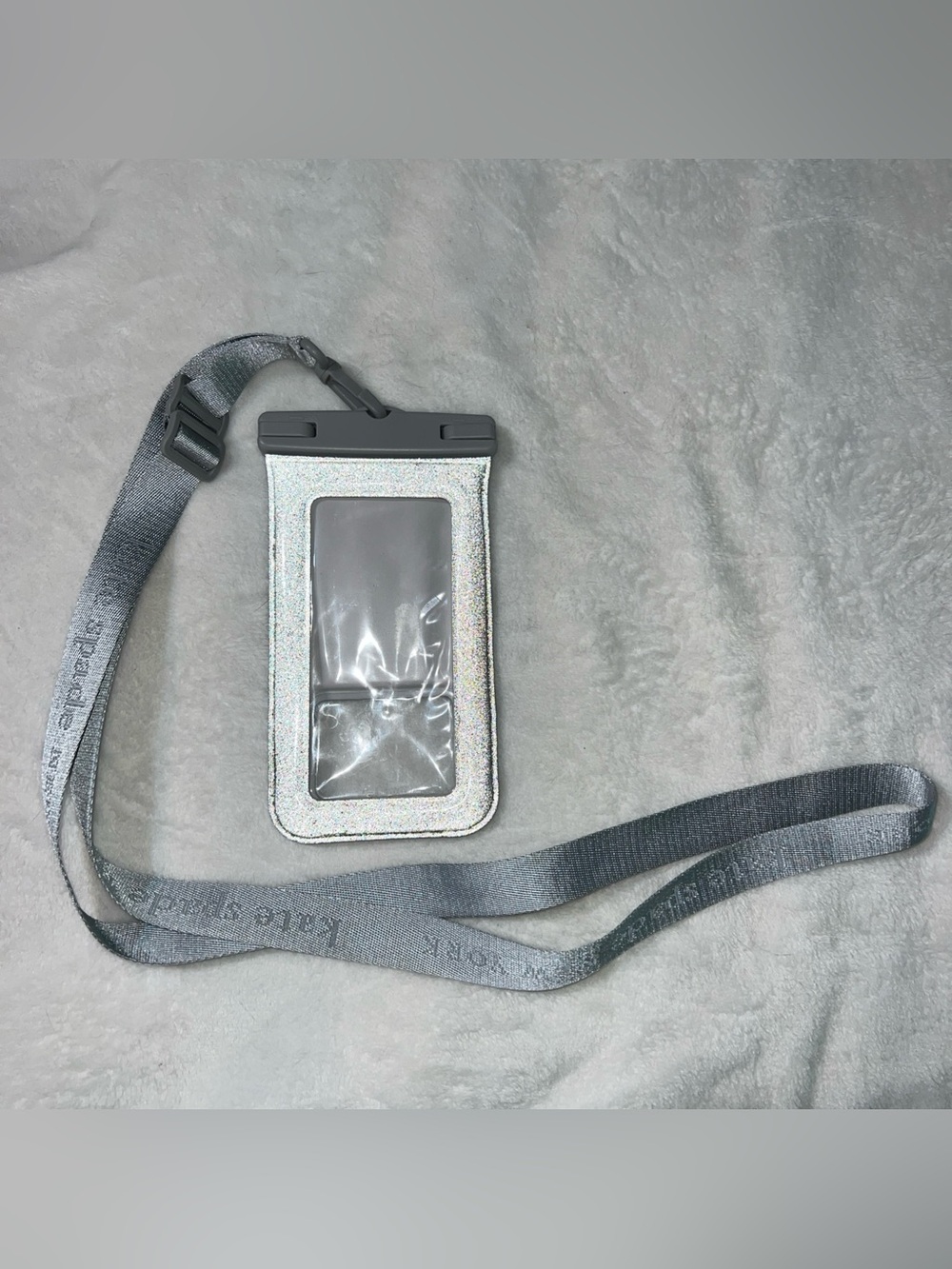 Kate Spade Sparkling Silver Waterproof Phone Pouch Used